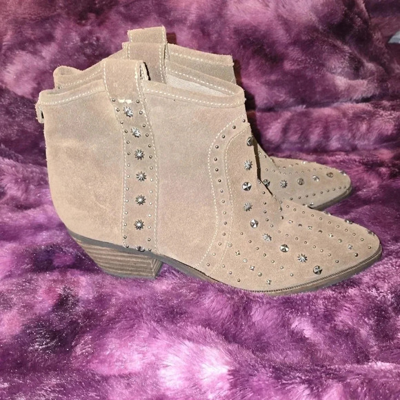 SAM EDELMAN Brian Star Studded Ankle Boots Suede Size 6 - Picture 6 of 13